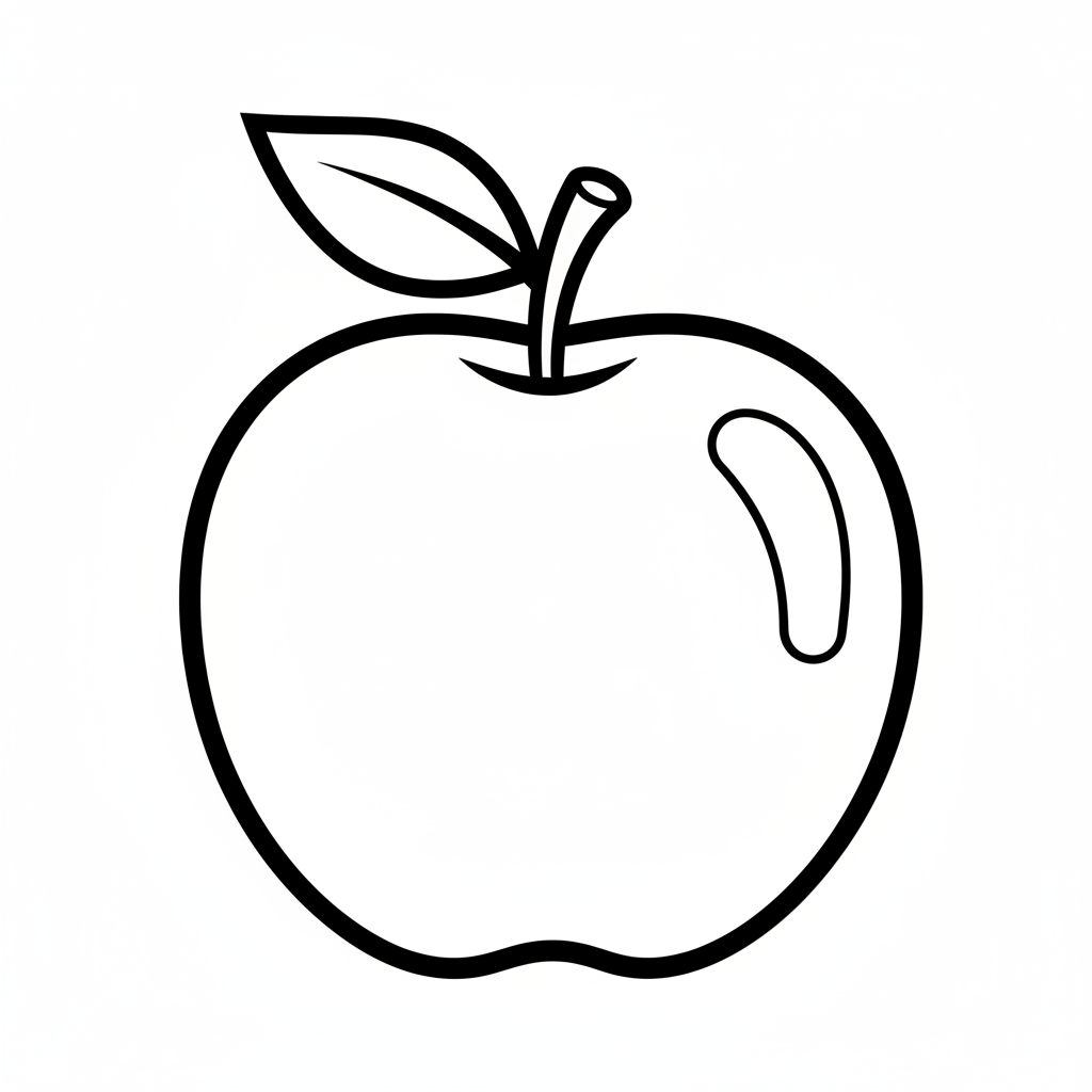 Single apple — printable apple coloring page
