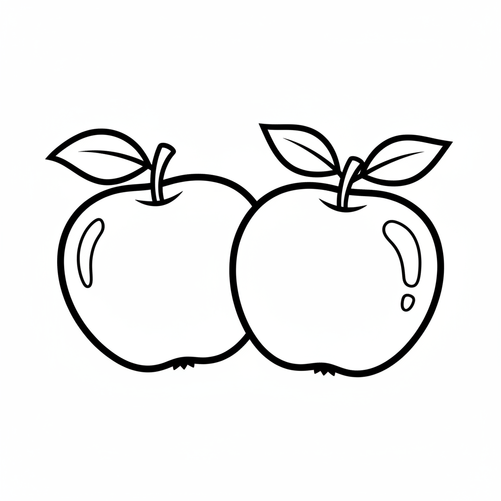 Two apples — printable apple coloring page