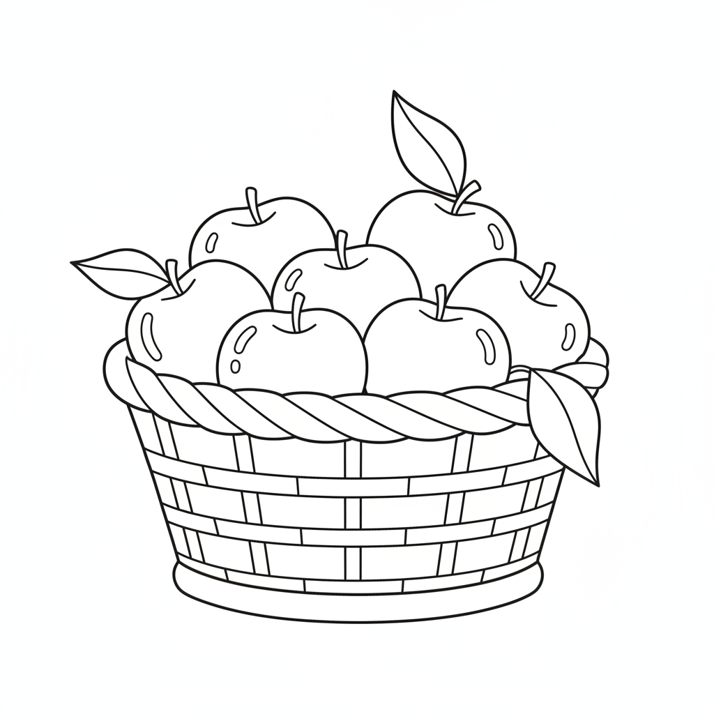 Basket of apples — printable apple coloring page
