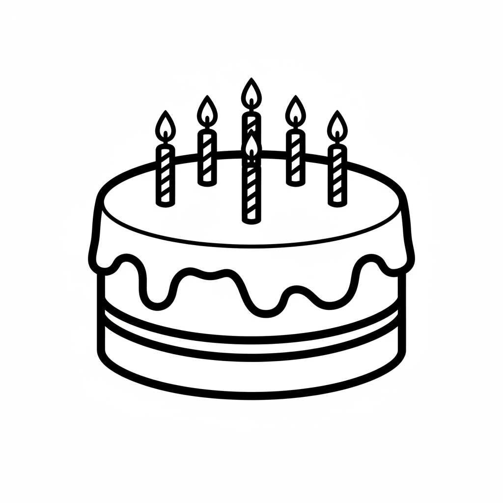 Birthday cake with candles — printable birthday coloring page