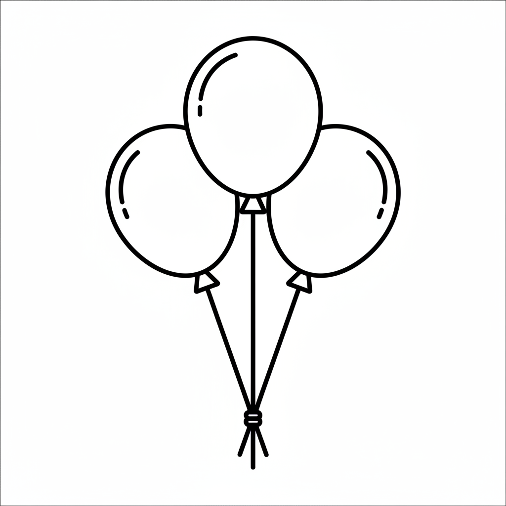 Balloon bunch — printable birthday coloring page