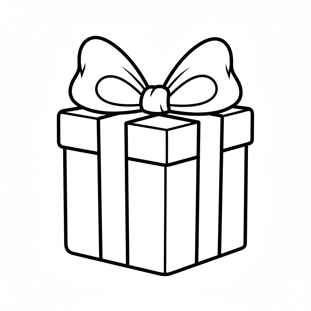 Wrapped present — printable birthday coloring page