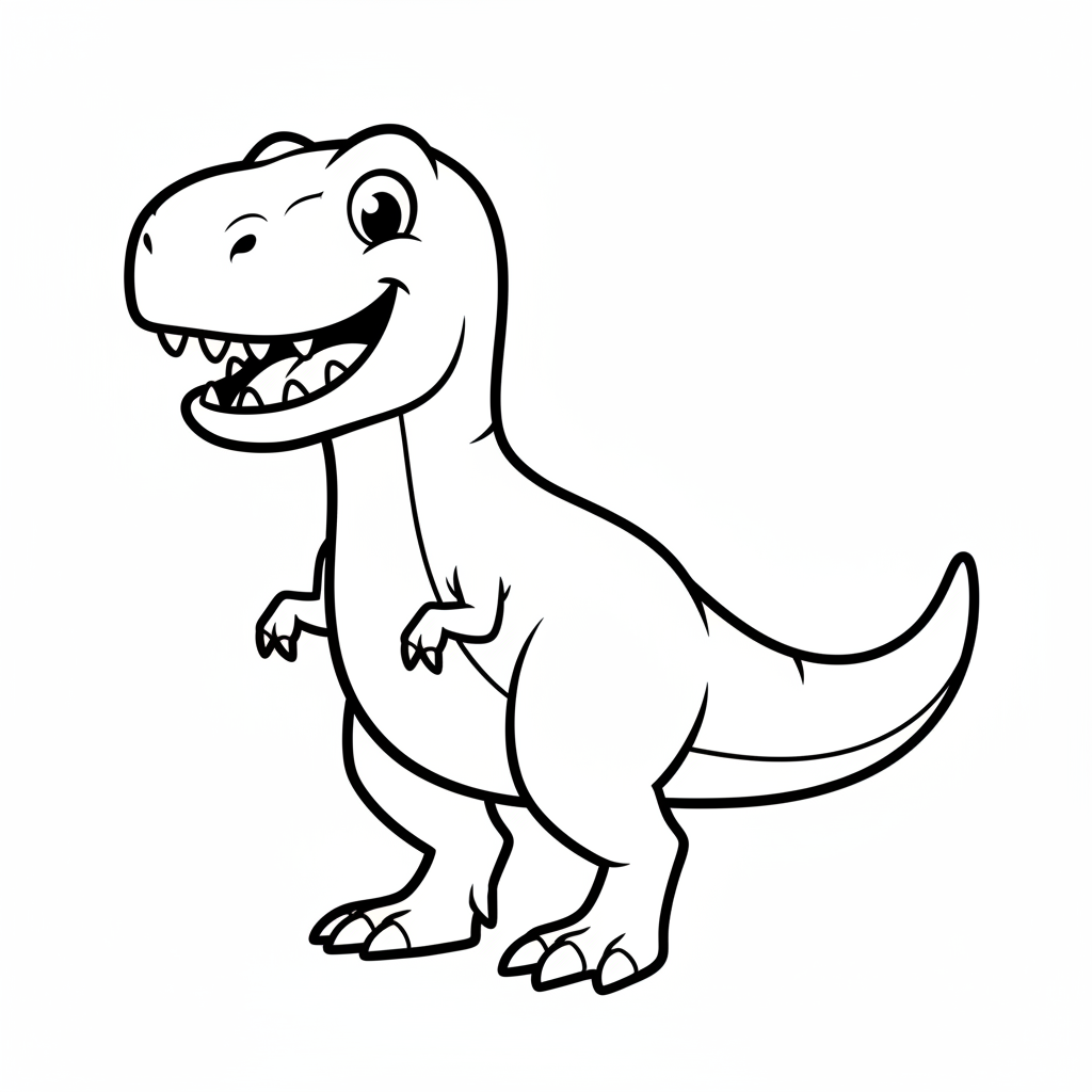 Friendly T-rex — printable dinosaur coloring page