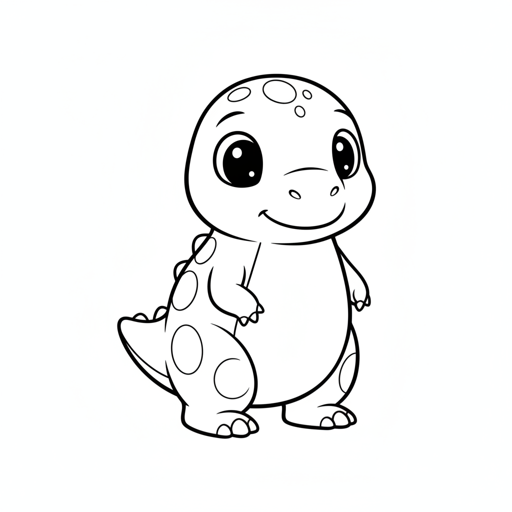 Round baby dinosaur — printable dinosaur coloring page
