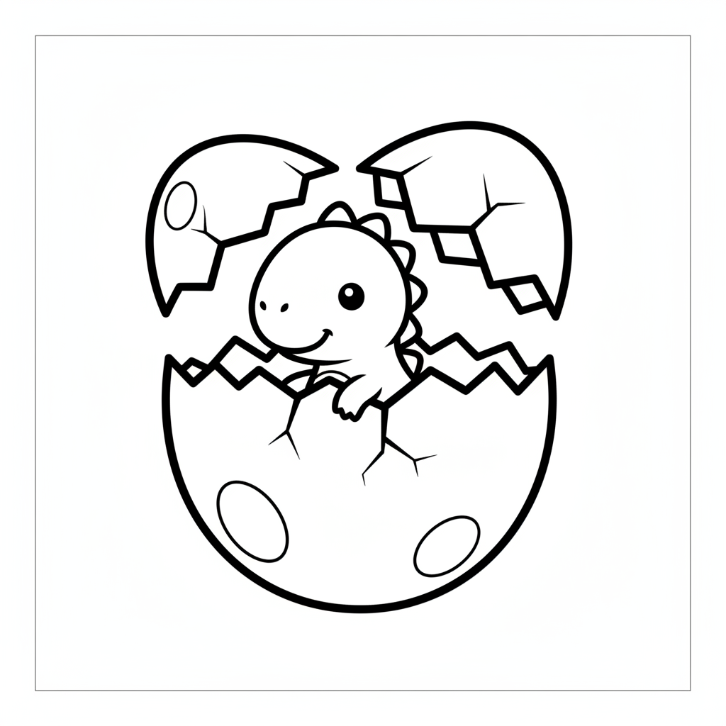 Dinosaur egg and hatchling — printable dinosaur coloring page