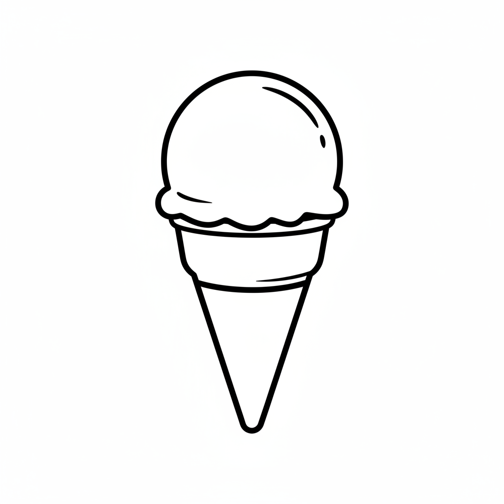 Single scoop cone — printable ice cream coloring page