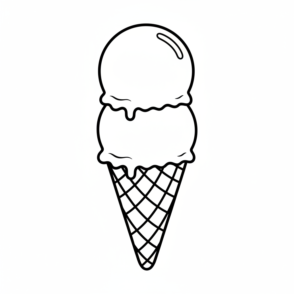 Double scoop cone — printable ice cream coloring page