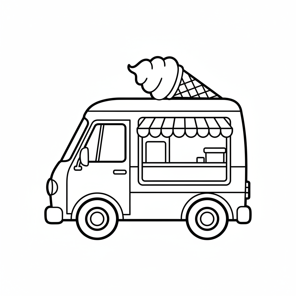 Ice cream truck — printable ice cream coloring page