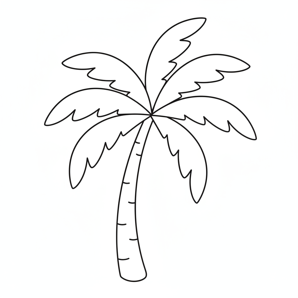 Single palm tree — printable palm tree coloring page