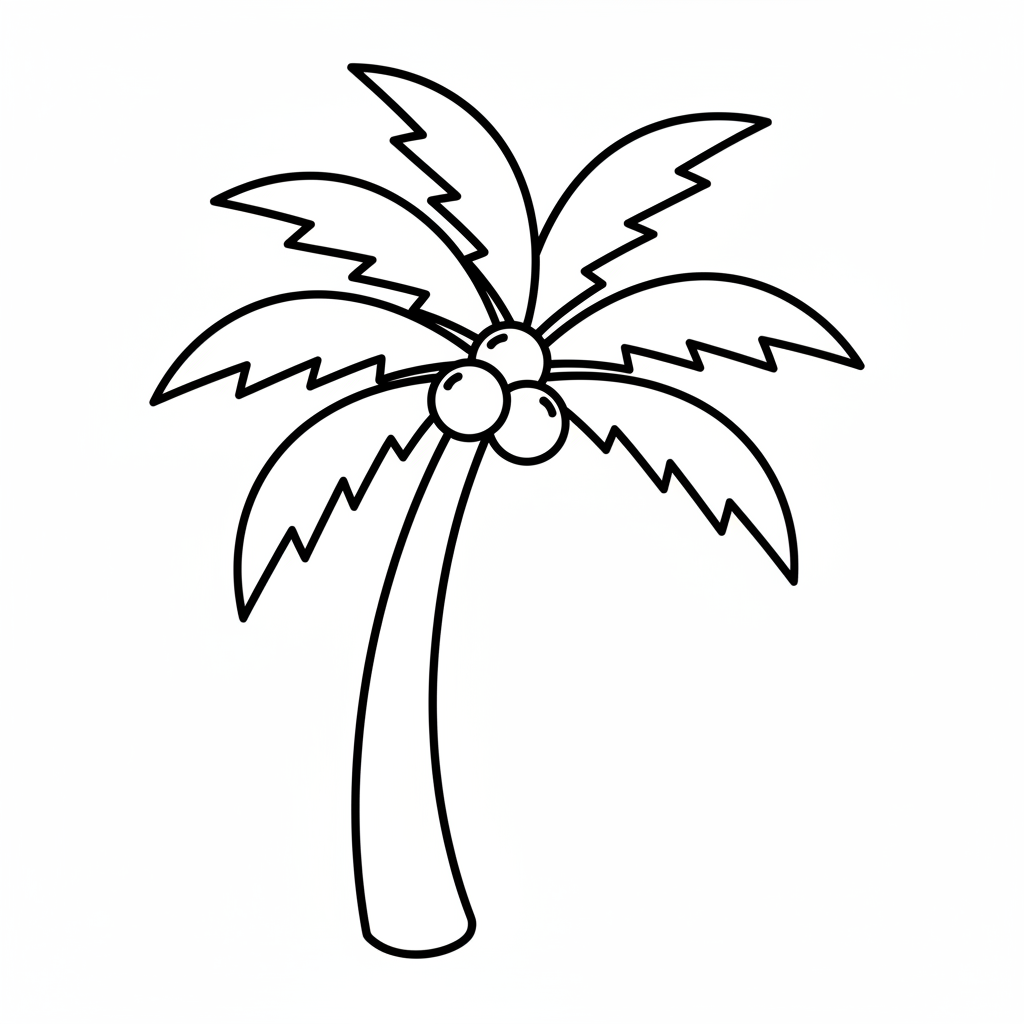 Palm with coconuts — printable palm tree coloring page