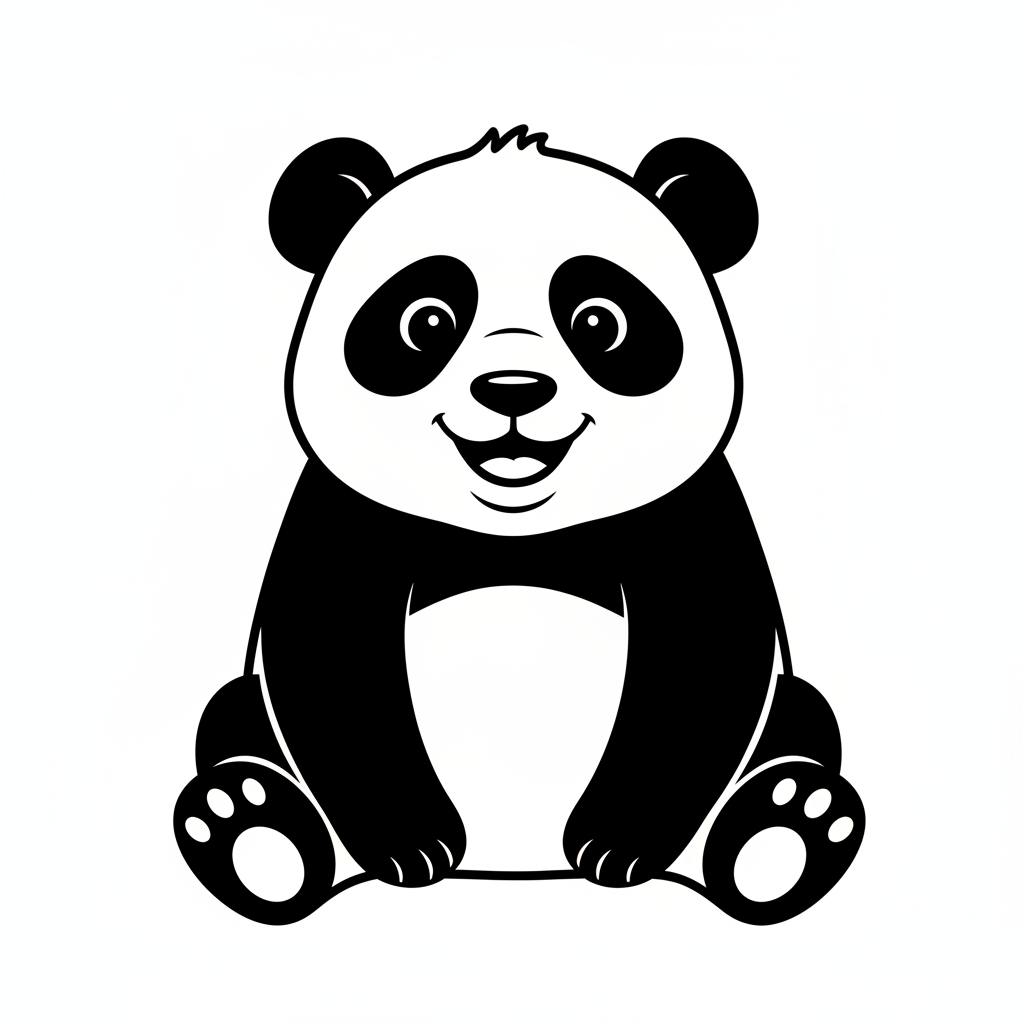 Sitting panda — printable panda coloring page