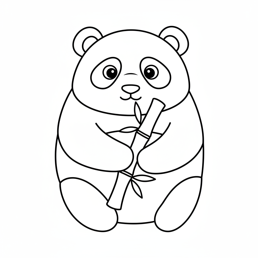 Panda holding bamboo — printable panda coloring page