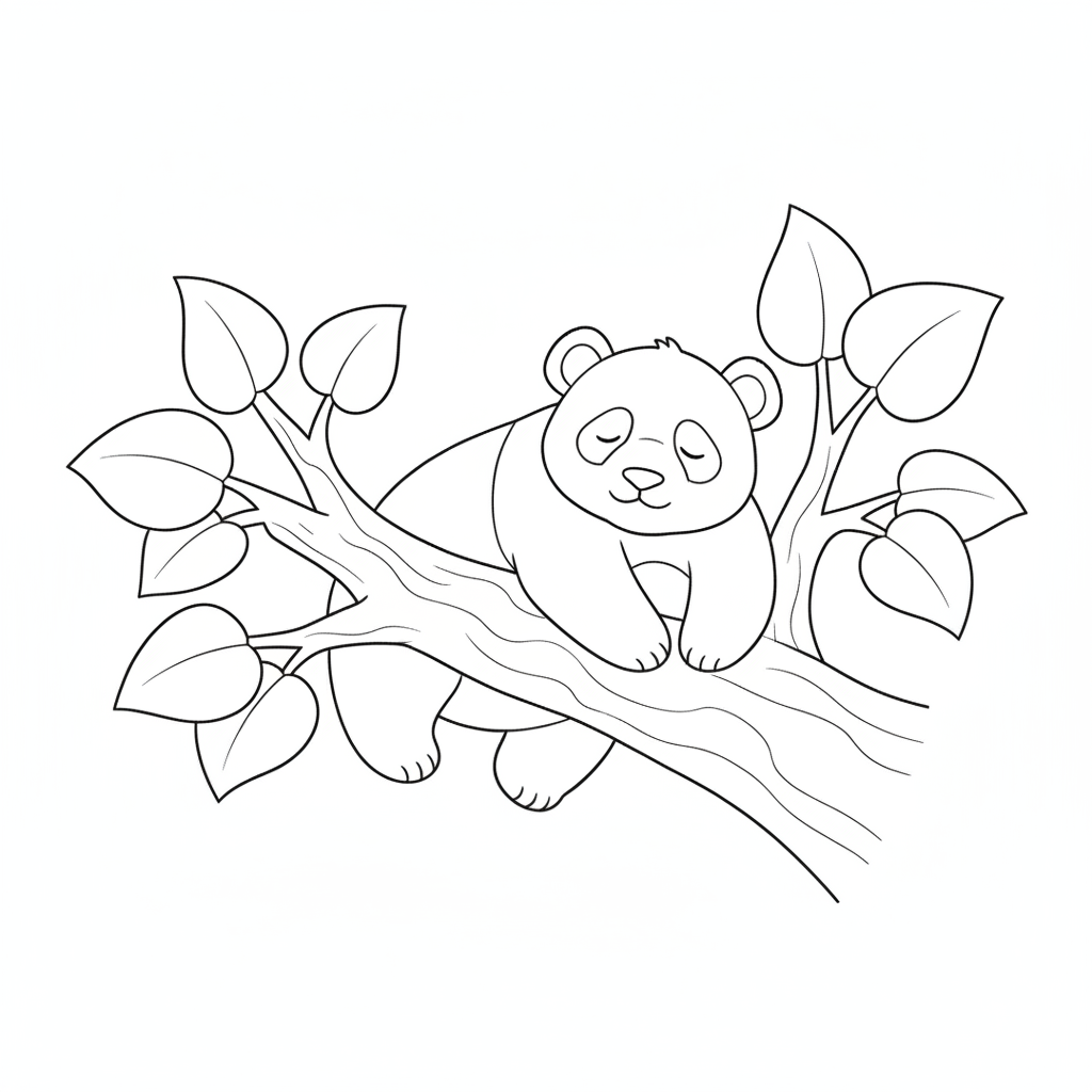Panda in a tree — printable panda coloring page