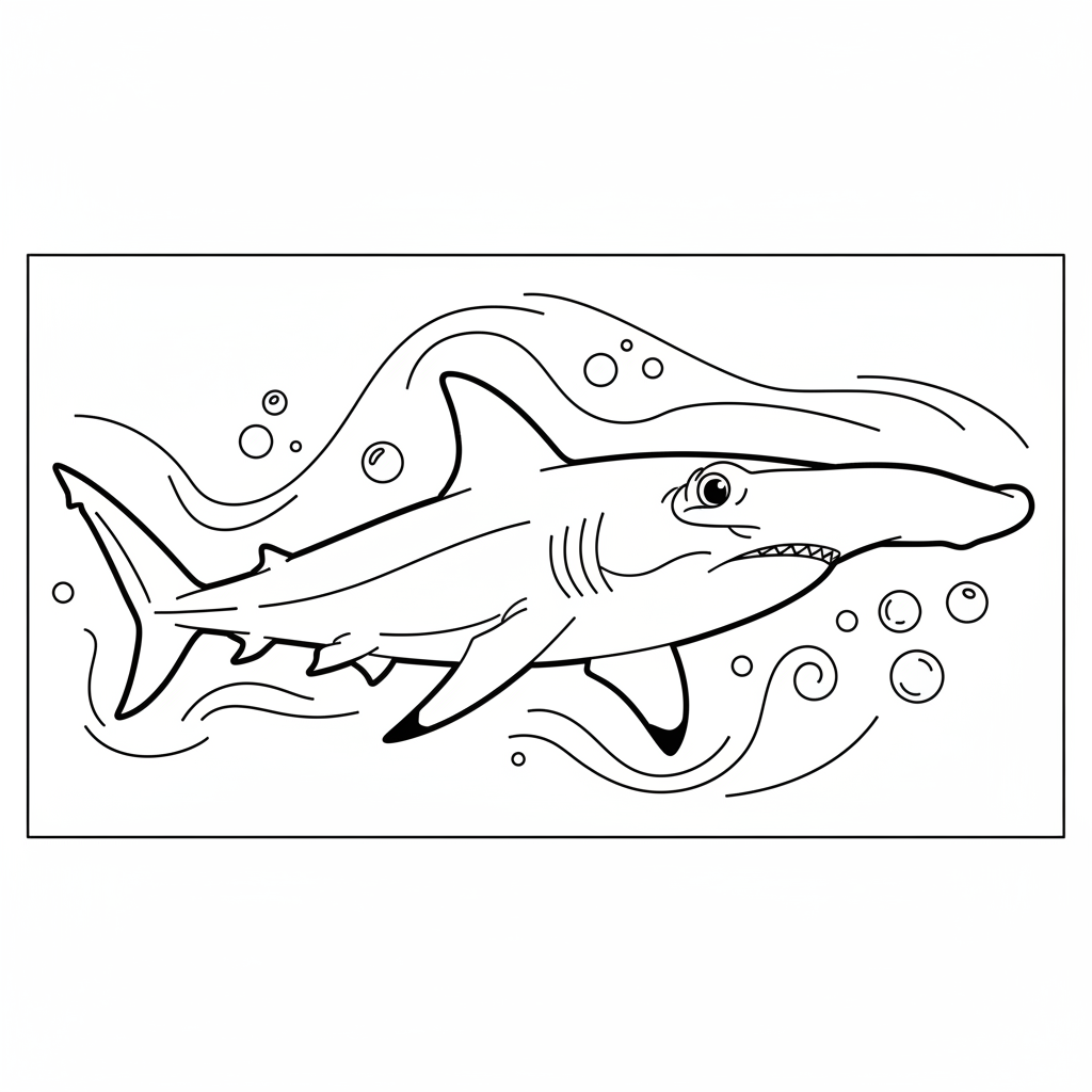 Hammerhead — printable shark coloring page