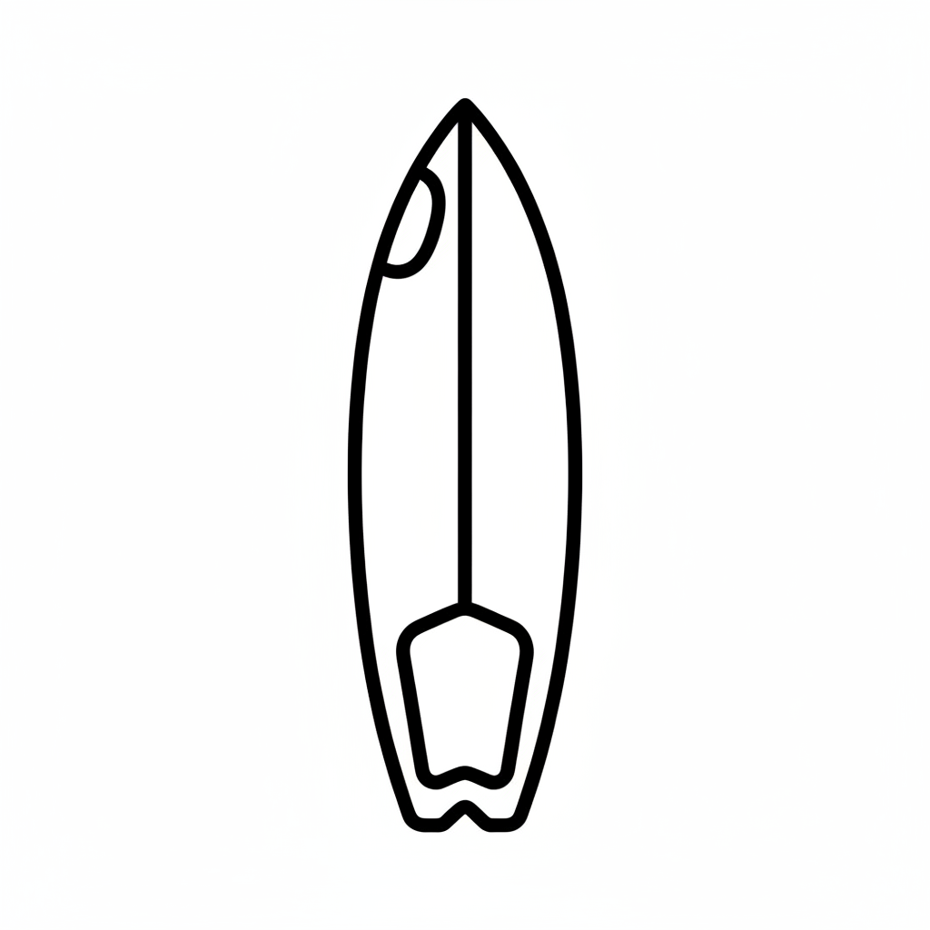 Surfboard — printable surfing coloring page