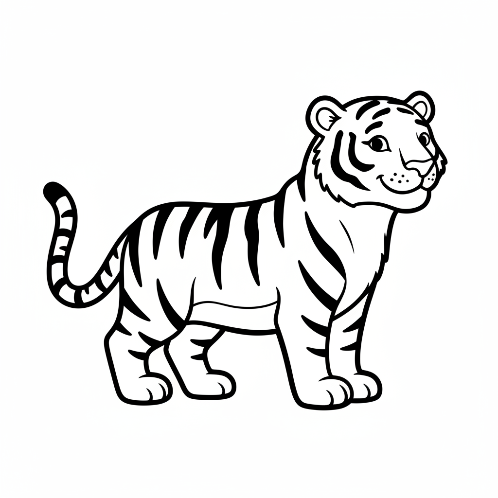 Standing tiger — printable tiger coloring page