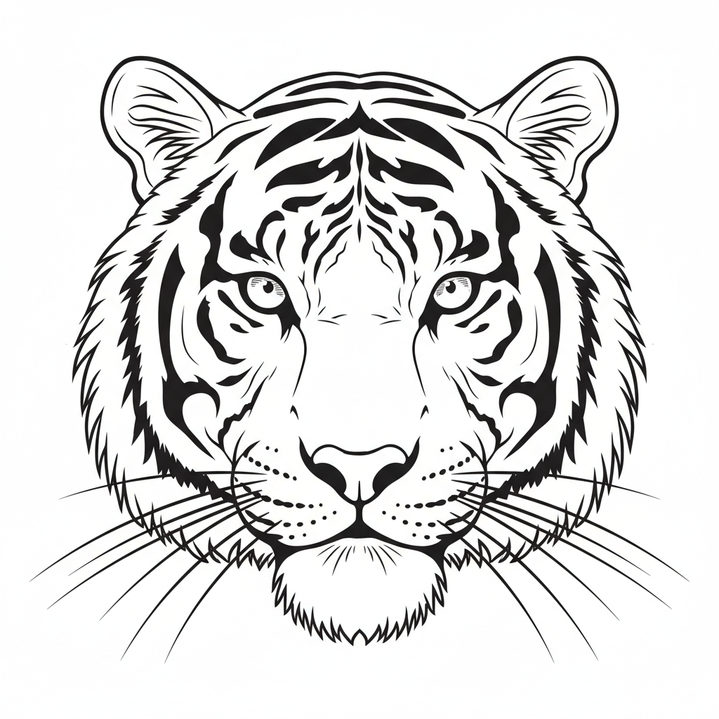 Tiger portrait study — printable tiger coloring page