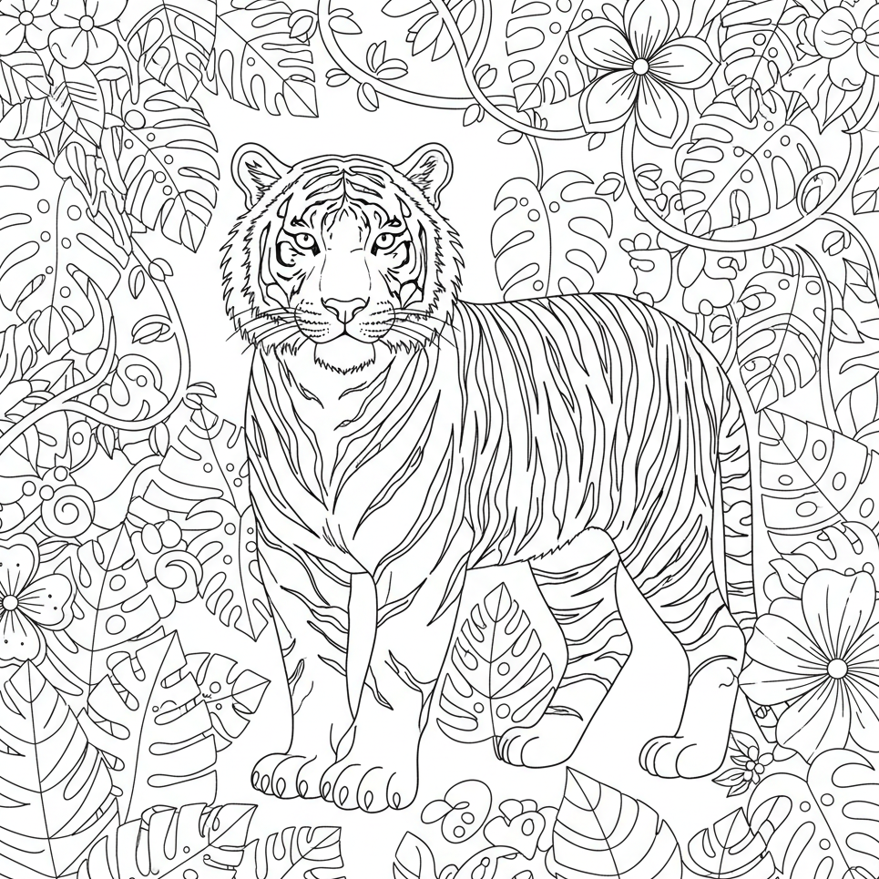Jungle tiger — printable tiger coloring page