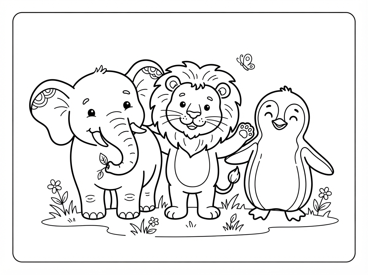 Cute Animals coloring pack preview